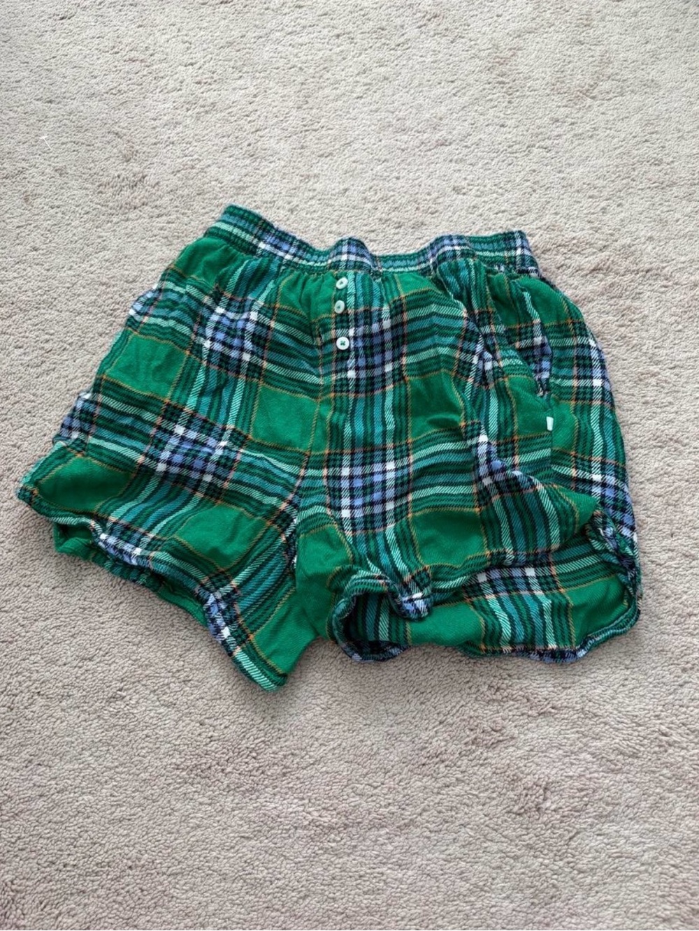 aerie Green Plaid Athletic Shorts